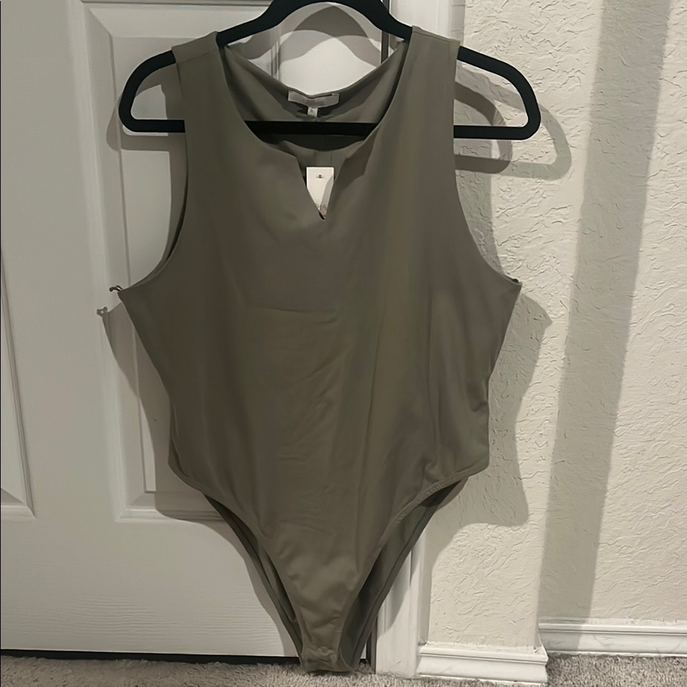 Olive Green Sleeveless Bodysuit